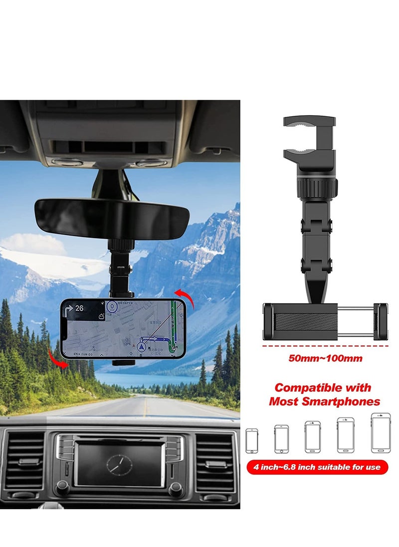 ELTRAZONE 2PCS Rearview Mirror Phone Holder, 360 Rotatable Car Phone Holder Mount, Universal 50mm-100mm Multifunctional Rear View Mirror Phone Holder Cell Phone Cradles for Car/Back Seat/Kitchen (Black Green)  - Image 5