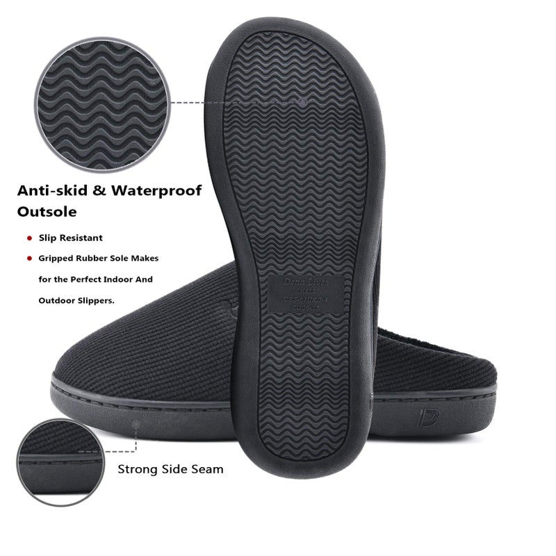 DL Womens Memory Foam Slippers, Cozy Slip on House Slippers for Women Indoor Outdoor, Comfy Women's Bedroom Slippers Warm Soft Flannel Lining Home Slippers Size 7-8 Black - Image 5