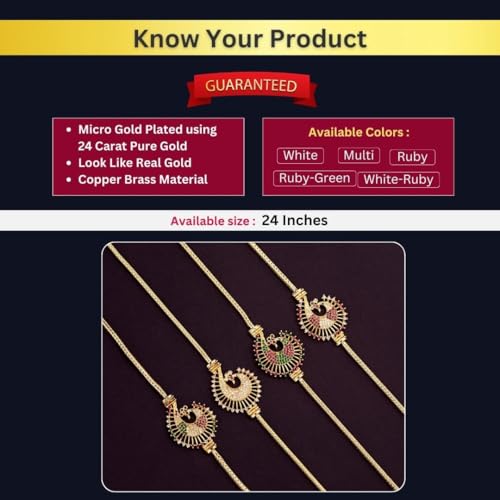 Sasitrends One Gram Micro Gold Plated Peacock Mugappu Chain for Women and Girls - Image 2