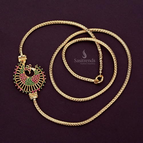 Sasitrends One Gram Micro Gold Plated Peacock Mugappu Chain for Women and Girls - Image 4