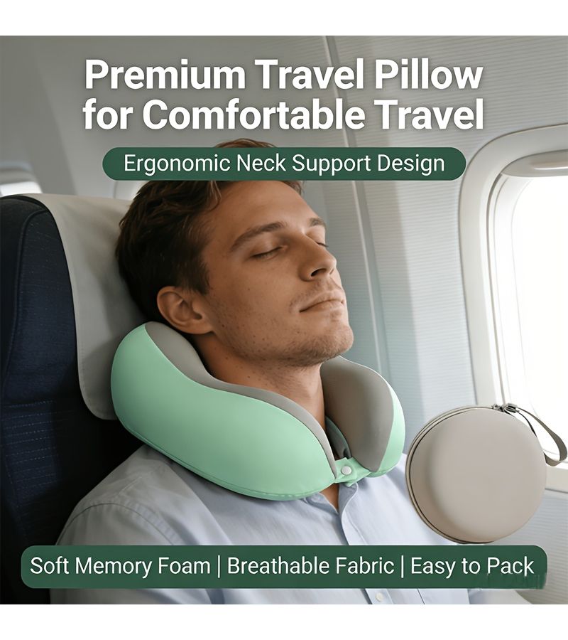 Classic Beige Cervical Pillow for Neck Support Travel Home Office Car - Image 1