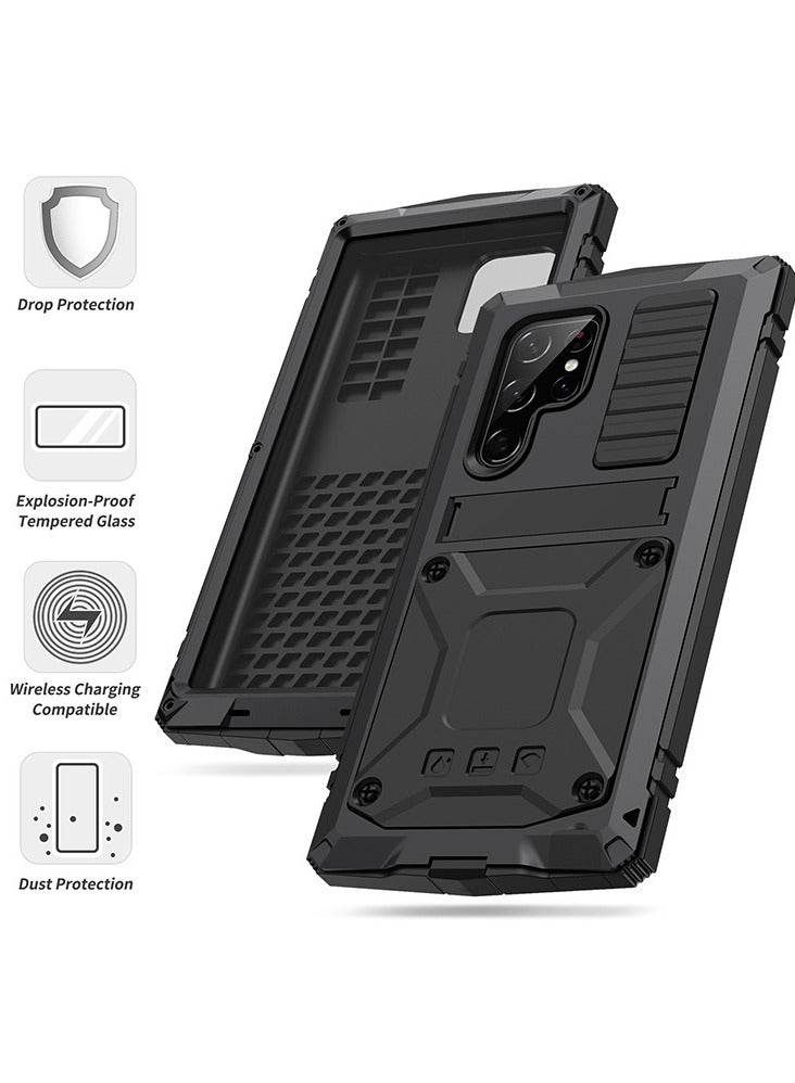 عام غطاء Samsung Galaxy S24/S24 Plus/S24 Ultra، مصنوع من الألمنيوم المعدني وزجاج Gorilla المقاوم للصدمات، مقاوم للماء والغبار، ومرتكز عسكريًا للحماية الشديدة لهاتف Samsung S24/S24 Plus/S24 Ultra - Image 5