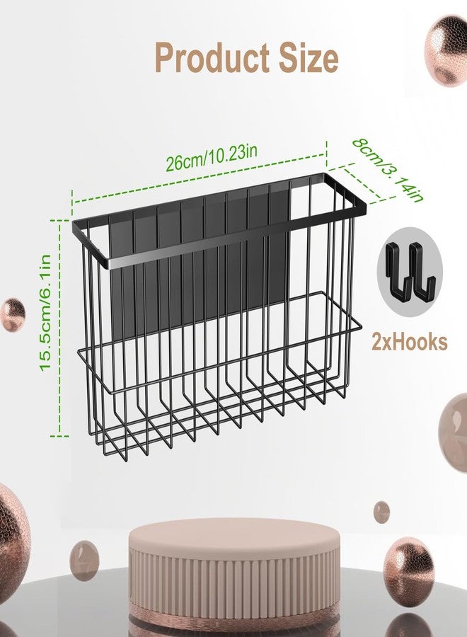 Jeyoon Magnetic Refrigerator Baskets, Fridge Spice Rack Organizer with Hooks, Strong Magnet Metal Hanging Wire Storage Basket Storage Bin Box Container for Pegboard /Refrigerator/Whiteboard/Locker-Black - Image 2