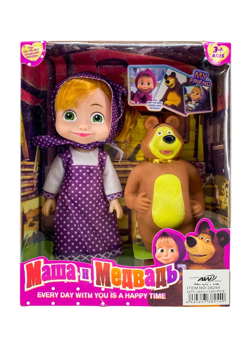 Masha and the Bear Game - Masha doll set comes with her beautiful traditional outfit, plus a cute bear - Image 1