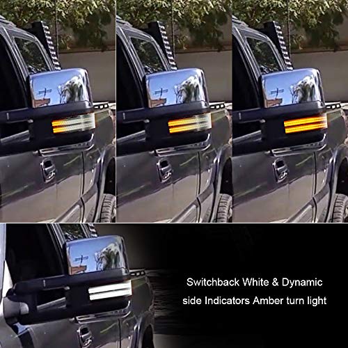 ROCCS Sequential Turn Signal Lights Switchback Full LED Side Tow Mirror Marker Light fit for 2014-2019 Chevy Silverado GMC Sierra 1500 2500HD 3500HD Pickup Truck Towing Mirror OEM ONLY,Clear Lens - Image 5