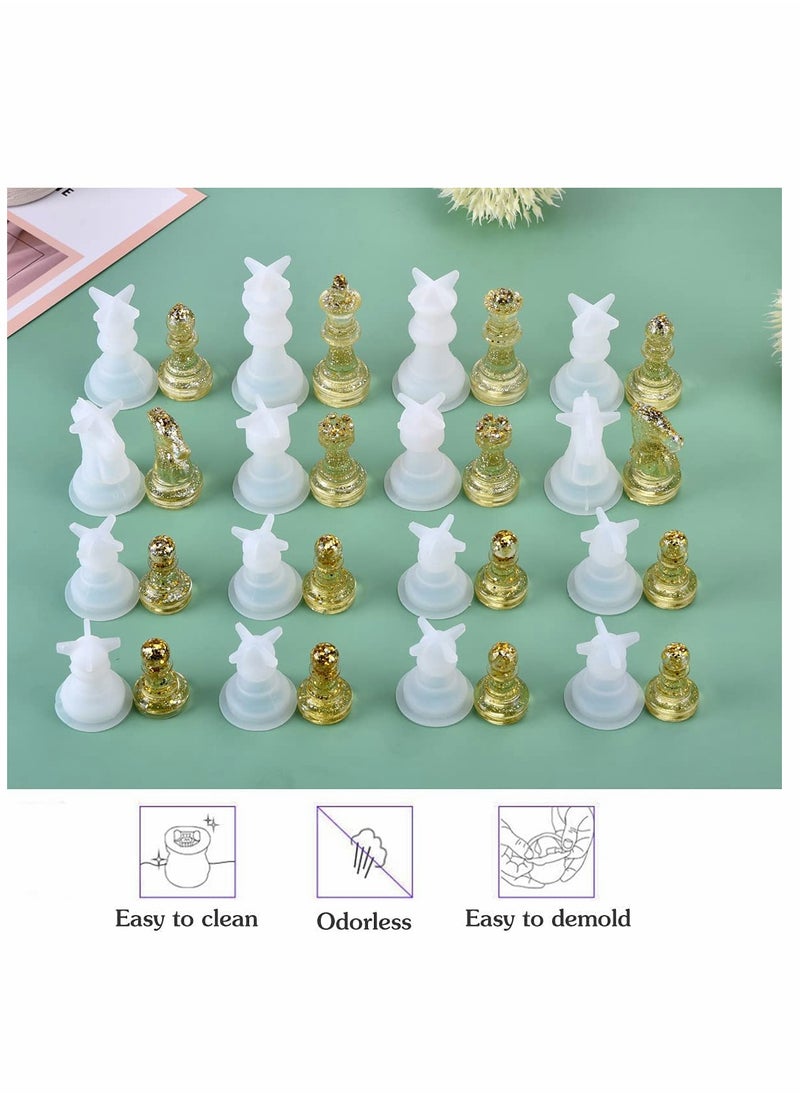 Excefore Chess Mold,16 Pcs 3D Silicone Chess Resin Mold Set, Chess Crystal Epoxy Casting Molds for DIY Crafts Making, Birthday Gift, Family Party, Family Board Games and Outdoor Games  - Image 3