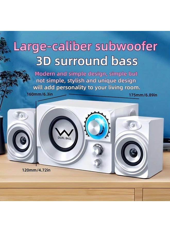 White 33 Model 3D Surround Sound Speakers USB Powered Multimedia Desktop Speakers - Image 4