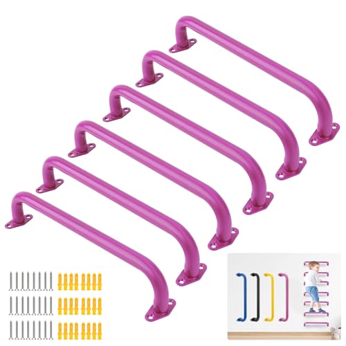 BiJun17 inch Metal Playground HandlesMonkey Bars Indoor Heavy Duty Ceiling Grab Bars for Indoor Outdoor Playgrounds Climbing FramesTreehousesand Wall ladders Pink Set of 6 - Image 1