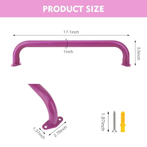 BiJun17 inch Metal Playground HandlesMonkey Bars Indoor Heavy Duty Ceiling Grab Bars for Indoor Outdoor Playgrounds Climbing FramesTreehousesand Wall ladders Pink Set of 6 - Image 3