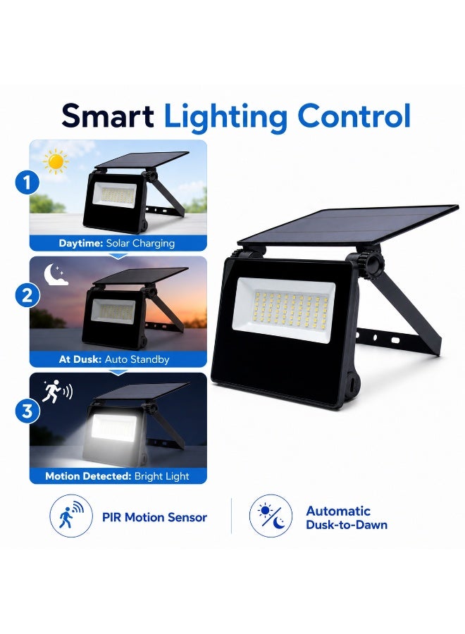 Admore 30W Solar LED Wall Light Outdoor Flood Light With PIR Motion Sensor Waterproof IP65 Adjustable Solar Panel and Lamp Head Daylight 6500K - Image 4