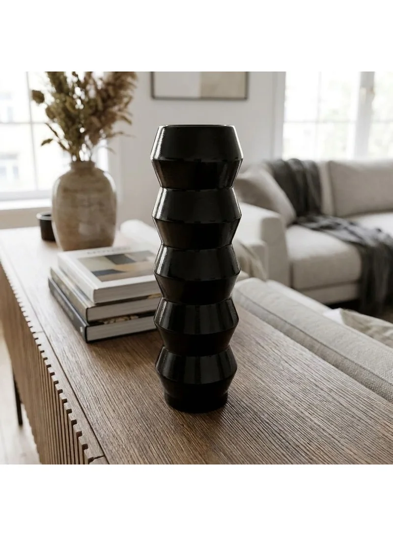 دانوب هوم Mirabella Tall Ceramic Vase Black 13x42cm Modern Decor