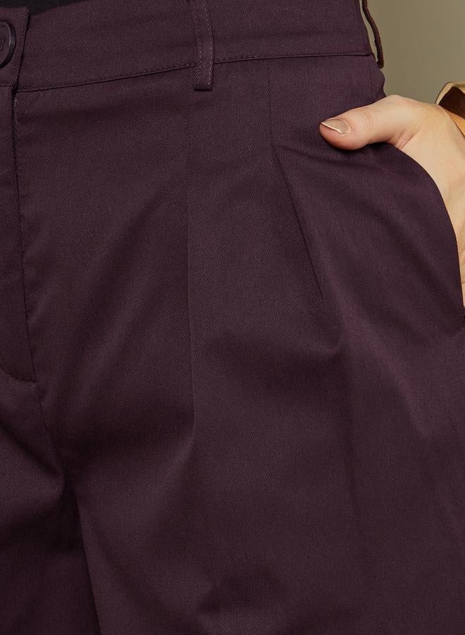Styli High Rise Wide Leg Pants with Belt Loop Detail  - Image 3