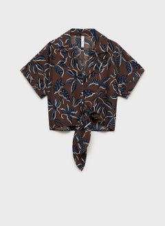 MANGO Printed Crop Shirt With Knot Detail  - Image 5