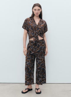 MANGO Printed Crop Shirt With Knot Detail  - Image 4