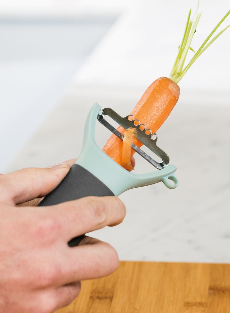 بيرجوف بيرجهوف- مقشرة على شكل حرف Y مع مبشرة - شفرة حادة من الفولاذ المقاوم للصدأ - تنزلق عبر أصعب القشور - مزيل لعيوب البطاطس مدمج في المبشرة- منتج بلجيكي - Image 2