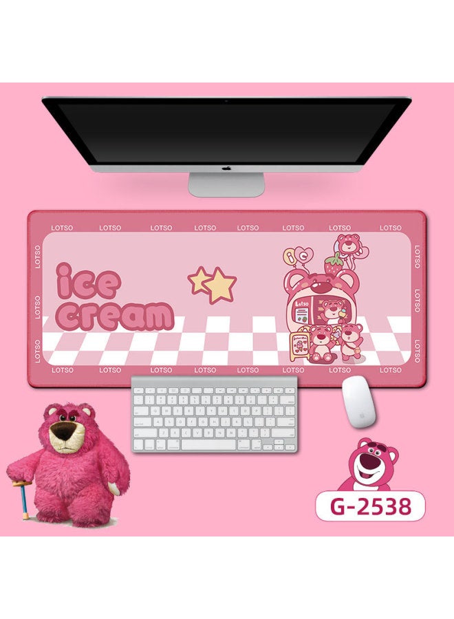 Long Strawberry Bear Mouse Mat Office Game Table Mat Prevention Mouse Hand Keyboard Mat Good Luck Rolling Table Mat-Color:300*900*3mm-Pattern:Strawberry Bear -10 - Image 1