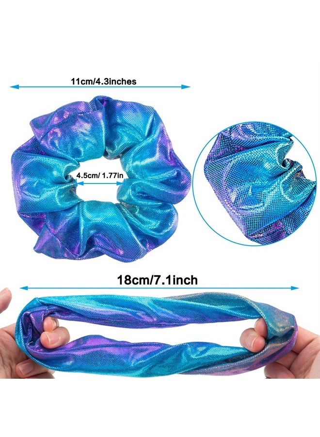Tatuo 24 Pieces Shiny Metallic Scrunchies Hair Scrunchies Elastic Hair Bands Scrunchy Hair Ties Ropes for Women or Girls Hair Accessories, Large (Rainbow Colors) - Image 3