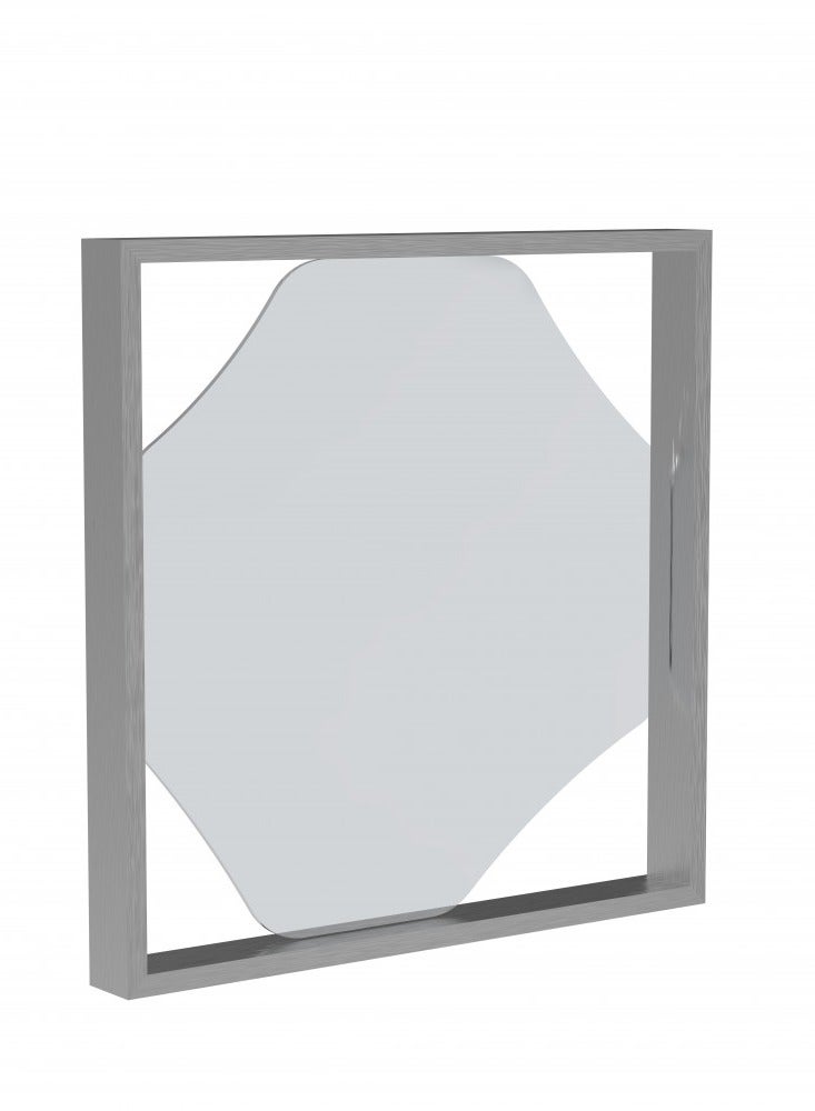 ليلت للأثاث مراة حائط مربع ايطار فضي