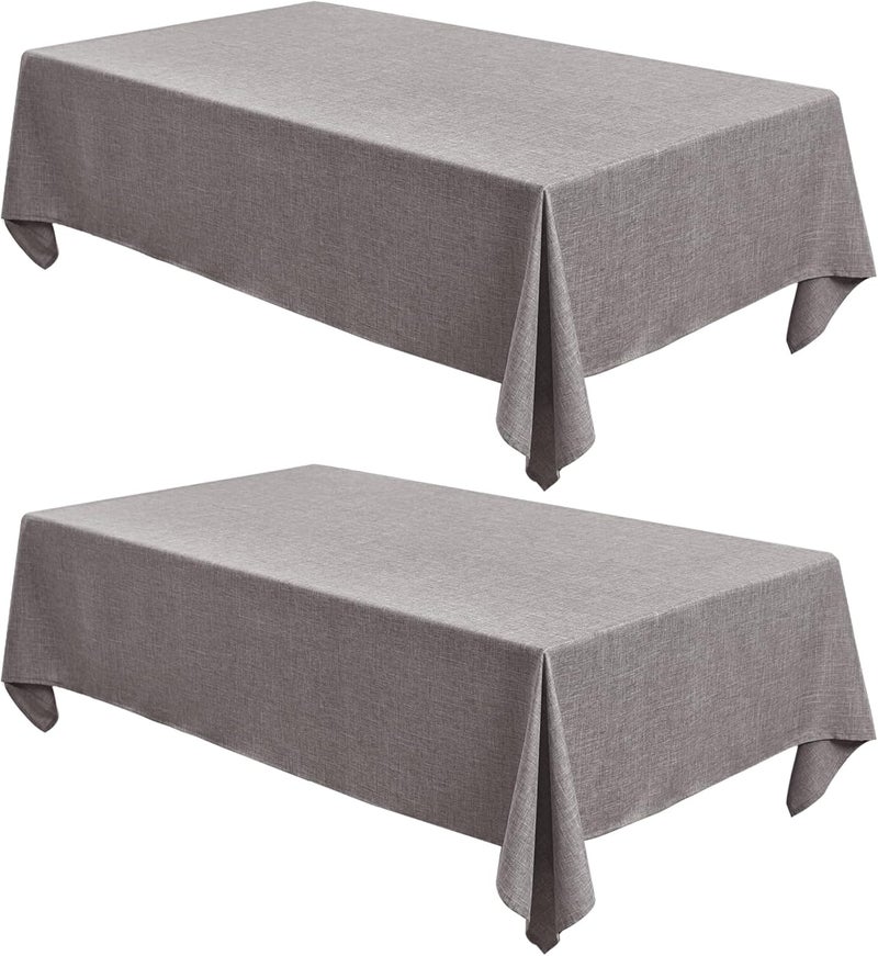 Fitable Textured Linen Tablecloths 2 Pack Washable Fabric Rectangle Table Clothes for 8 Foot Tables Rustic Holiday Table Covers for Kitchen Dining Birthday Party Farmhouse Stone 54 x 120 Inch - Image 1