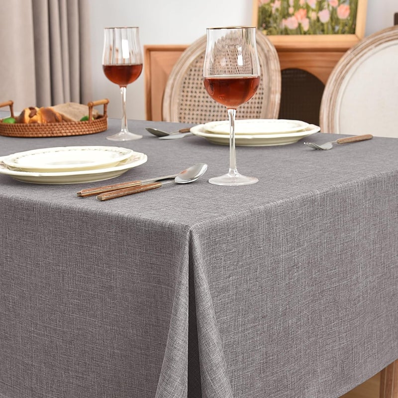 Fitable Textured Linen Tablecloths 2 Pack Washable Fabric Rectangle Table Clothes for 8 Foot Tables Rustic Holiday Table Covers for Kitchen Dining Birthday Party Farmhouse Stone 54 x 120 Inch - Image 2