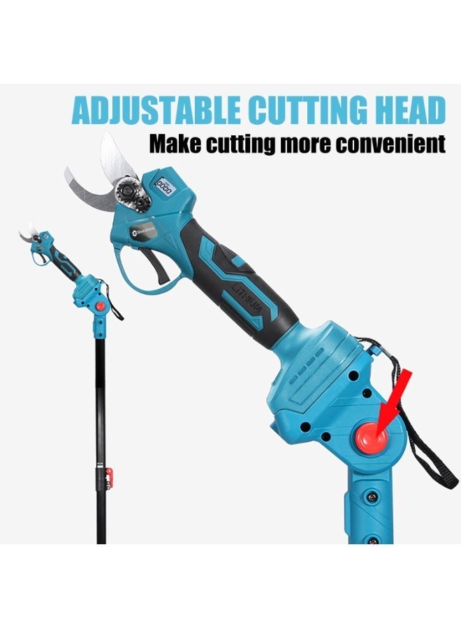 جيرزون مجموعة منشار كهربائي 3 في 1 من GearZone مع مقص تقليم، منشار كهربائي 6 بوصات لتقليم الأشجار، مقص لاسلكي ومنشار كهربائي يعمل بالبطارية مع عمود تمديد وبطاريتين لتقليم الحدائق - أزرق - Image 4