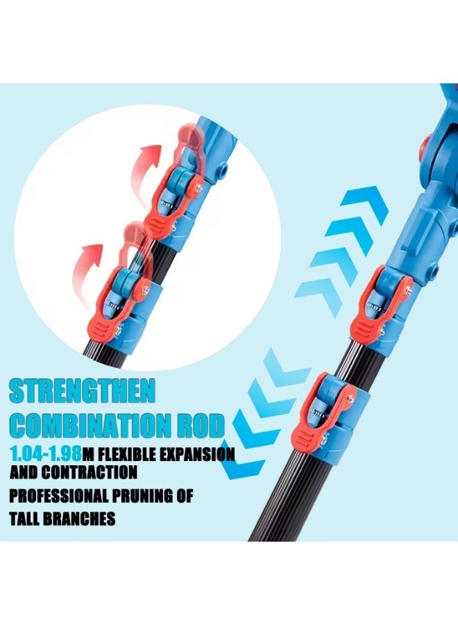 جيرزون مجموعة منشار كهربائي 3 في 1 من GearZone مع مقص تقليم، منشار كهربائي 6 بوصات لتقليم الأشجار، مقص لاسلكي ومنشار كهربائي يعمل بالبطارية مع عمود تمديد وبطاريتين لتقليم الحدائق - أزرق - Image 5