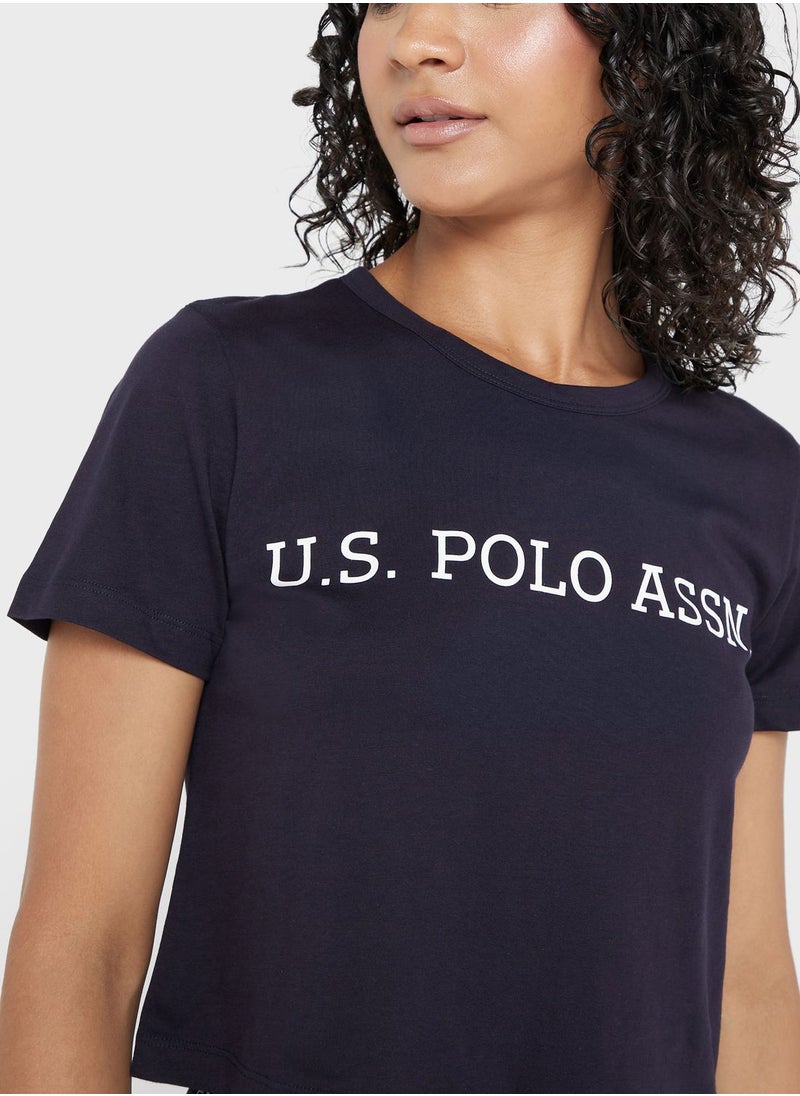 U.S. Polo Assn. - Crew Neck Logo Crop Top - Image 1