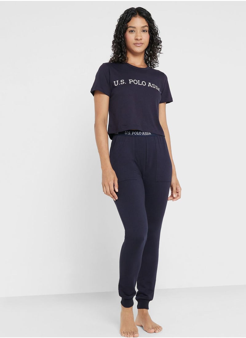 U.S. Polo Assn. - Crew Neck Logo Crop Top - Image 1