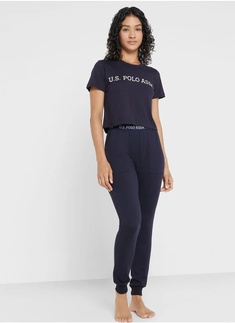 U.S. Polo Assn. Crew Neck Logo Crop Top