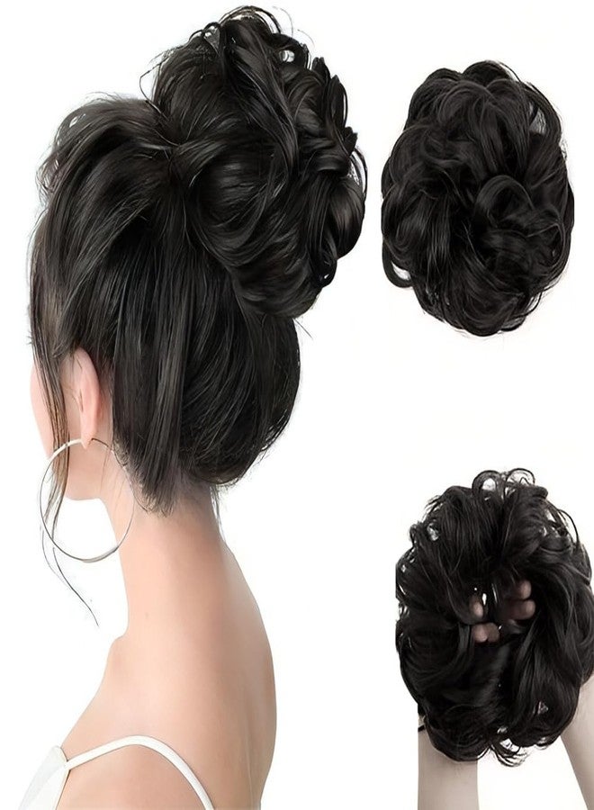 VIVIAN Bun Hair Piece Hair Extension With Elastic Rubber Band Hairpiece Synthetic Hair Scrunchies (Black Color) - Image 2