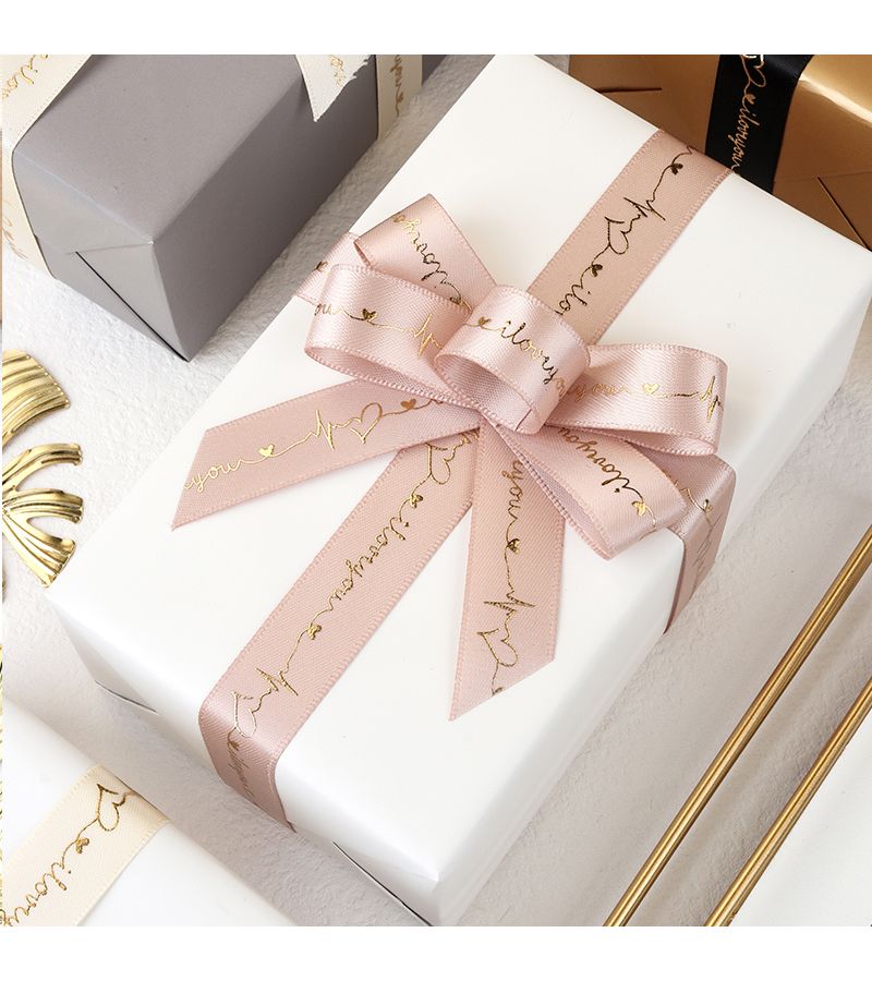 1 Roll 1141.73 Inch Black Hot Stamp Love Heart Ribbon Plastic Coated Bow Making Craft Roll for Wedding Bouquets Valentine Gifts Party Decorations Birthdays - Image 1