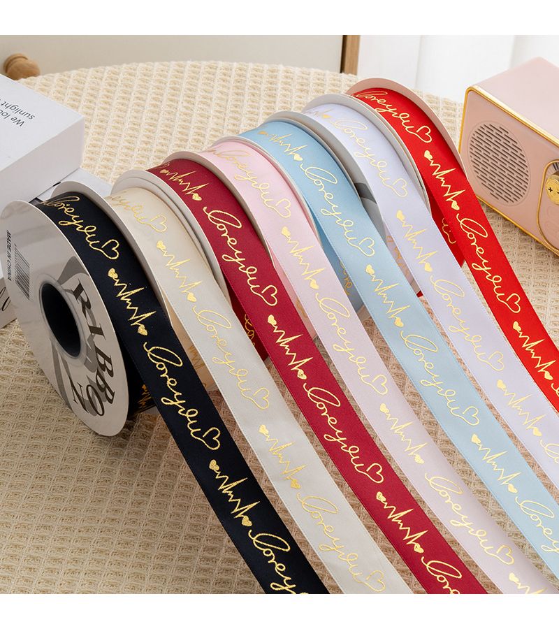 1 Roll 1141.73 Inch Black Hot Stamp Love Heart Ribbon Plastic Coated Bow Making Craft Roll for Wedding Bouquets Valentine Gifts Party Decorations Birthdays - Image 5
