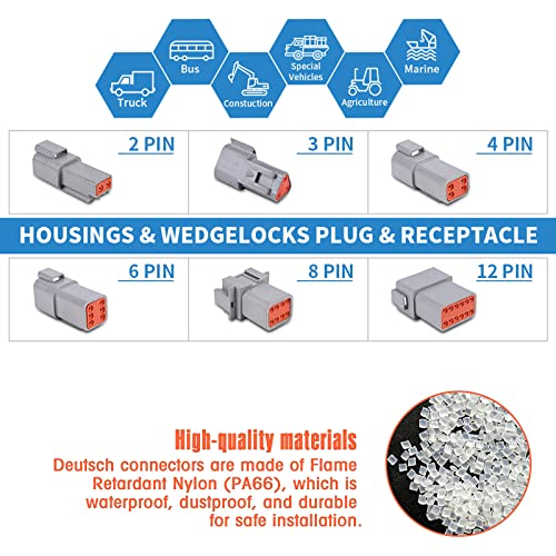 MOCW 706 Pcs for Deutsch DT Connector Kit, Gray 2 3 4 6 8 12 Pin for DT Connectors with Solid Contacts Pick Removal Tool Size 16 Stamped Contacts, for Deutsch Pin Kit - Image 5