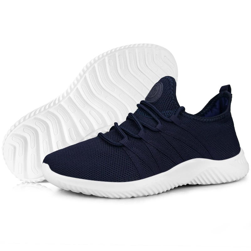 Feethit Womens Slip On Running Shoes Non Slip Walking Shoes Lightweight Gym Workout Shoes Breathable Fashion Sneakers All Dark Blue Size 9 - Image 5