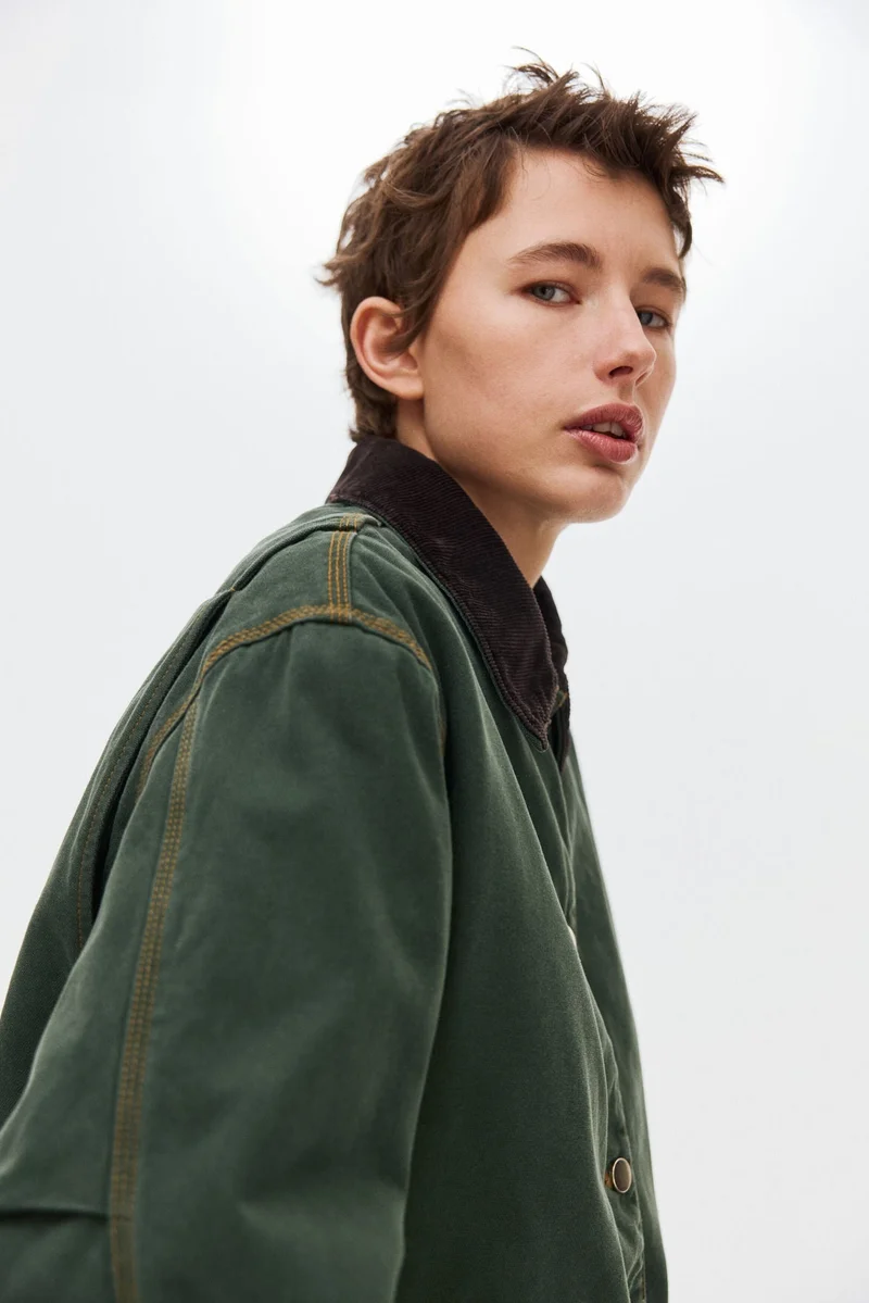 H&M Oversized corduroy-collar jacket