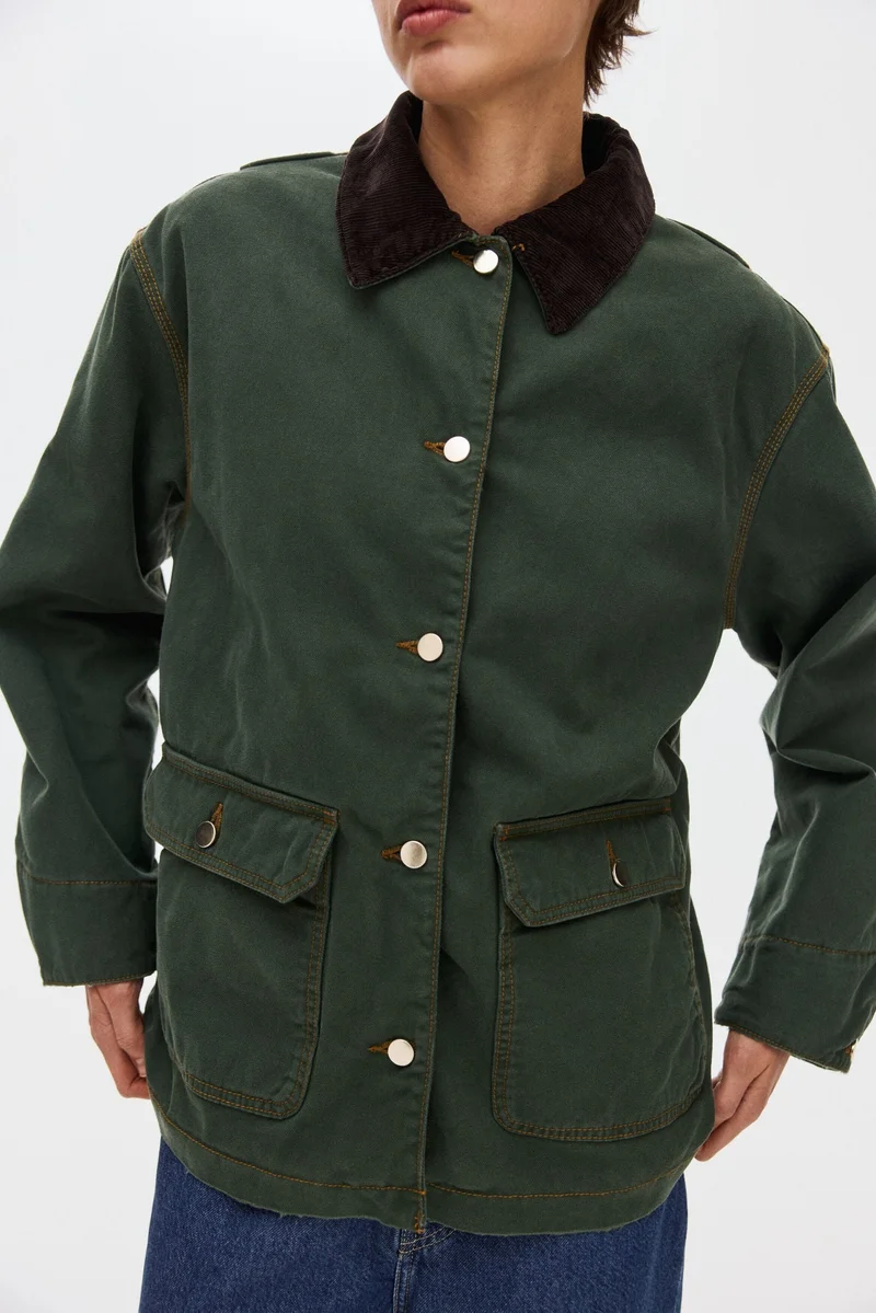 H&M Oversized corduroy-collar jacket