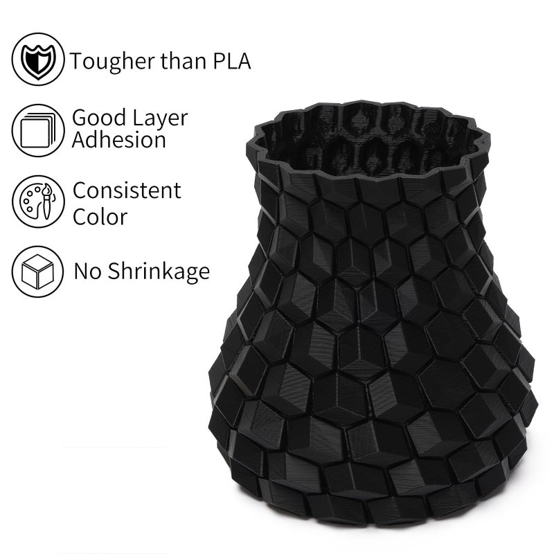 INLAND Micro Center PLA+ 3D Printing Filament 1.75mm - PLA Pro Dimensional Accuracy +/- 0.03 mm - 1kg Cardboard Spool (2.2 lbs) (1 Pack Black, 1.75mm) - Image 2