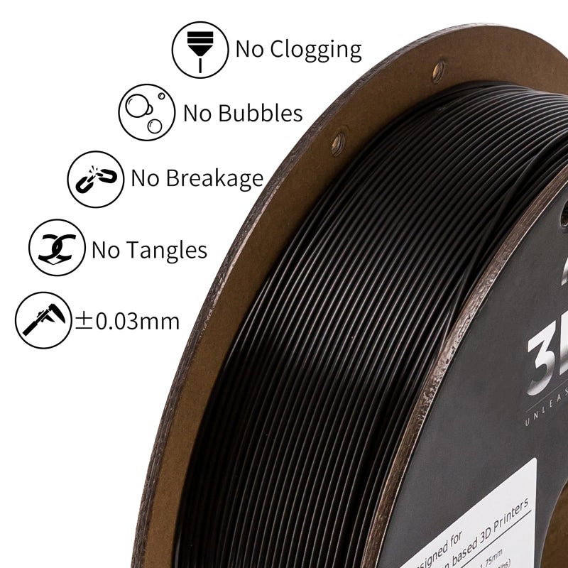INLAND Micro Center PLA+ 3D Printing Filament 1.75mm - PLA Pro Dimensional Accuracy +/- 0.03 mm - 1kg Cardboard Spool (2.2 lbs) (1 Pack Black, 1.75mm) - Image 5