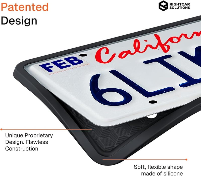 إطارات لوحات الترخيص المصنوعة من السيليكون من Rightcar Solutions الإطار الأصلي عالي الجودة من السيليكون للوحات الترخيص مقاوم للصدأ والضوضاء والعوامل الجوية (2 قطع باللون الأسود) - Image 5