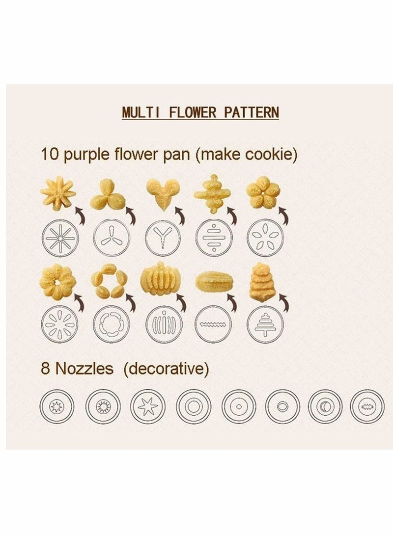 KASTWAVE آلة ضغط الكعك، صانع البسكويت الكلاسيكي، مجموعة تزيين الكيك مع 10 قطع زهور و8 نصائح وأنياب لتزيين الكيك لعمل الكعك والبسكويت بنفسك - Image 3