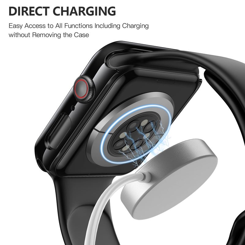 Misxi 2 Pack Tempered Glass Case Compatible for Apple Watch SE 3 (2025) SE 2 SE Series 6 Series 5 Series 4 40mm, Hard PC Screen Protector Overall Protection Scratch-Resistant Cover for iWatch, Jet Black - Image 5