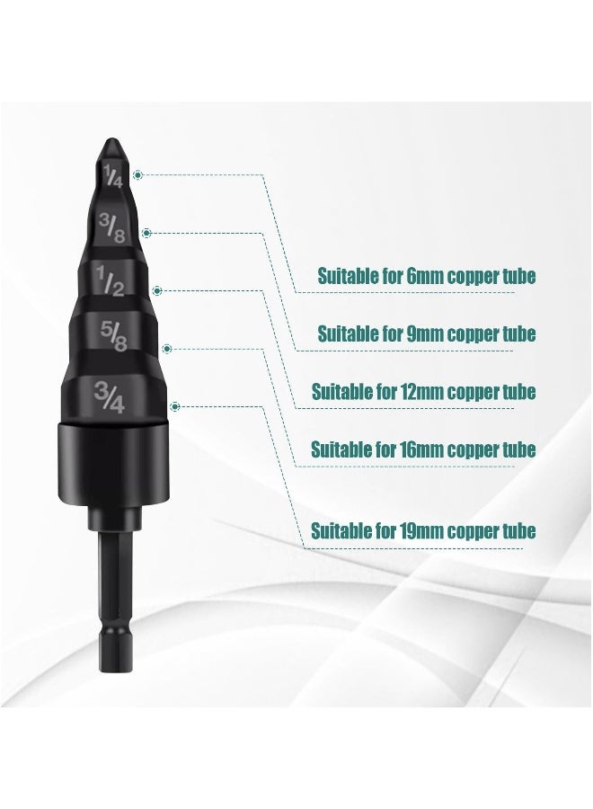 Swaging Tool Hvac 5 in 1, Expander Manual Copper Pipe Swage Too Expander Drill Bit Soft Copper tubing Tool Size 1/4"(6mm),3/8"(9mm),1/2"(12mm),5/8"(16mm)3/4"(19mm)  - Image 2