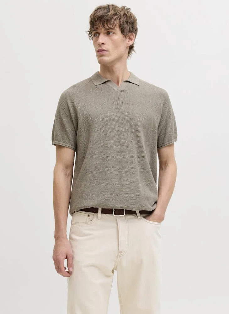 Regular fit Split Neck knit Polo shirt