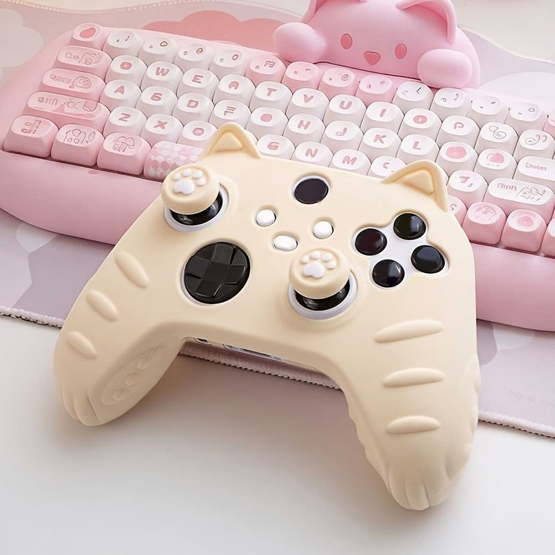 حافظة سيليكون ملونة واقية مع صورة لجهاز تحكم Xbox Series تشمل ملصق وزوج من أغطية العصي. - Image 2