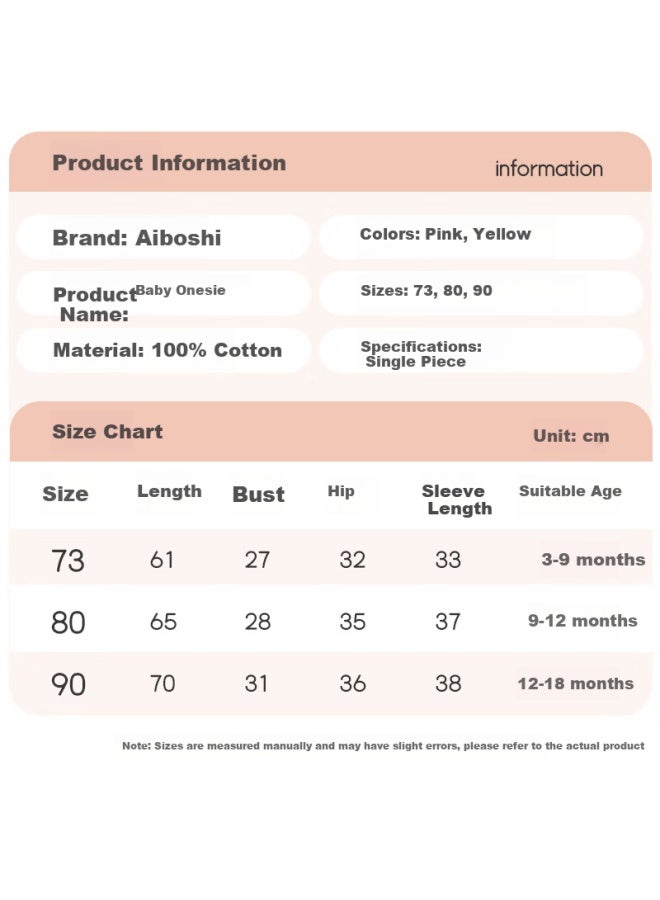 Lovebox Aibaoshi Baby Romper Spring Autumn Winter Pure Cotton Infant Onesie Bodysuit Newborn Clothes Pajamas Pink 90cm T142 - Image 1