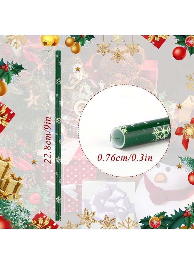 JANYUN 40 Pieces Christmas Straws, BPA-Free 9" Printing Hard Platic Xmas Reusable Drinking Straws for Family or Party Favors Supplies Cleaning Brush Included - Image 2