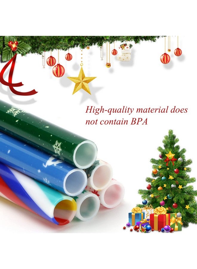 JANYUN 40 Pieces Christmas Straws, BPA-Free 9" Printing Hard Platic Xmas Reusable Drinking Straws for Family or Party Favors Supplies Cleaning Brush Included - Image 3