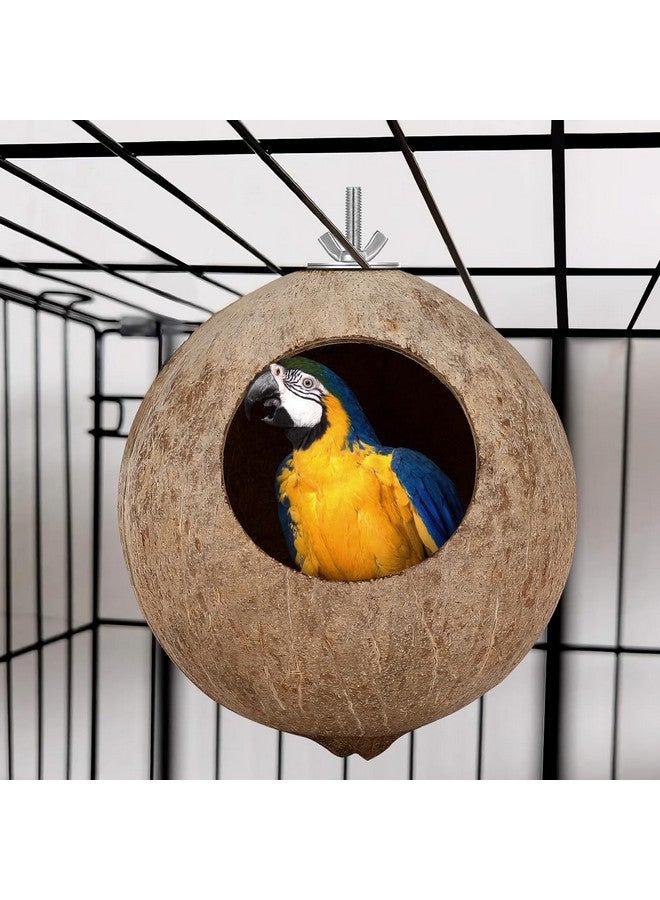 balacoo Coconut Shell Birds Nest- Natural Coconut Shell Bird Nest Keep Warm House Hut Cage for Pet Parrot Parakeet - Image 2