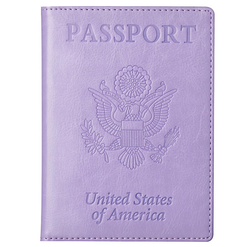 TIGARI Passport Holder for Travel Women Men, PU Leather Passport Wallet Cover Case Sleeve, Waterproof Protected Document Organizer, Family Vacation Plane Cruise Travel Essentials-Purple - Image 1