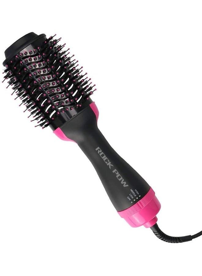 Hot Air Brush Styler and Dryer with Negative Ionic for Straightening, Curling Black/Pink - Image 1